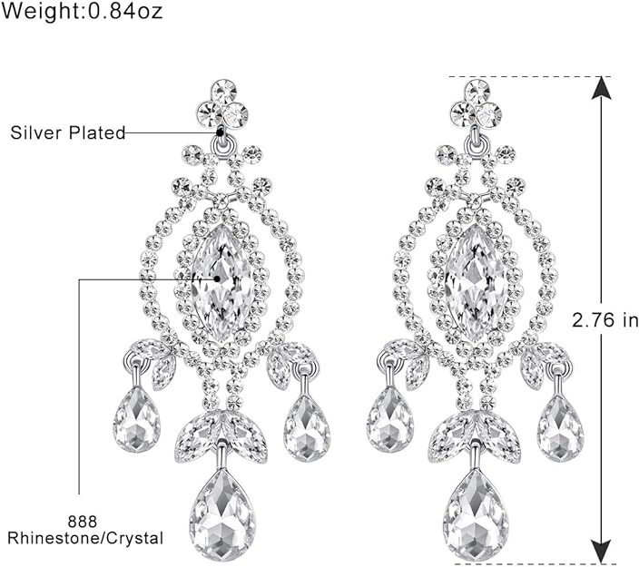 ONE PAIR: Crystal Multi Gold/Silver Rhinestone Chandelier Wedding Bridal Dangle Earrings