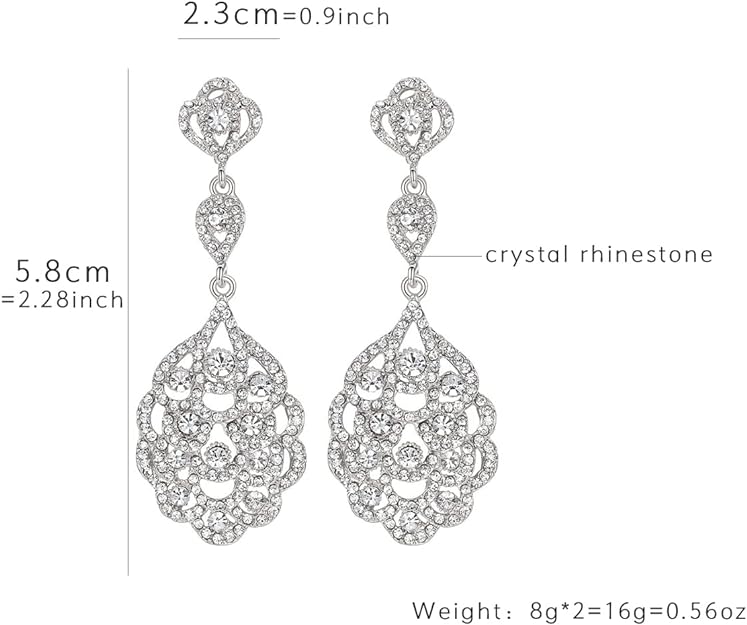 ONE PAIR: Crystal Multi Gold/Silver Rhinestone Chandelier Wedding Bridal Dangle Earrings