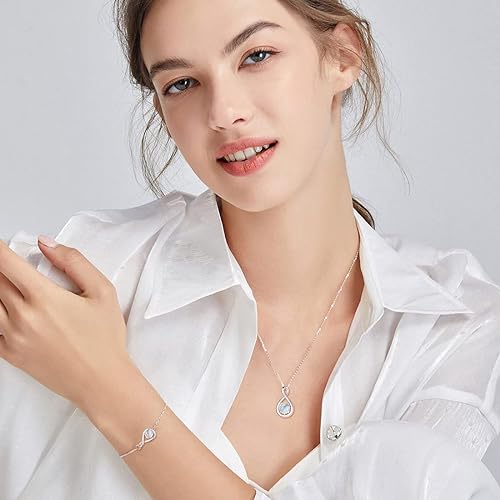 ONE: Birthstone Necklace Gifts For Women, Love Pendant Birthstone Jewelry 16+2 inch Silver Chain JUNE