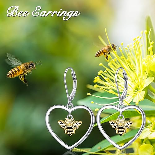 ONE:  Style: Heart Bees Earrings 925 Sterling Silver