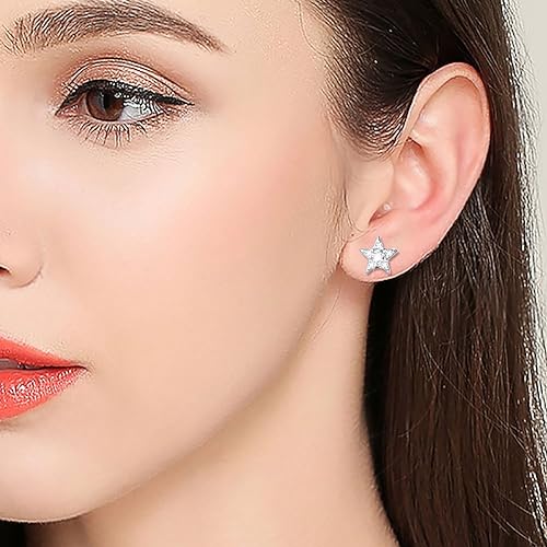 ONE: Style: Crescent Stars Stud Earrings 925 Sterling Silver