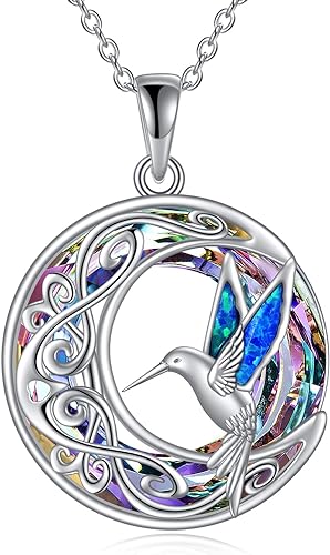 ONE :💎Hummingbirds Crated Opal Pendant Necklace Fine Jewelry 💎