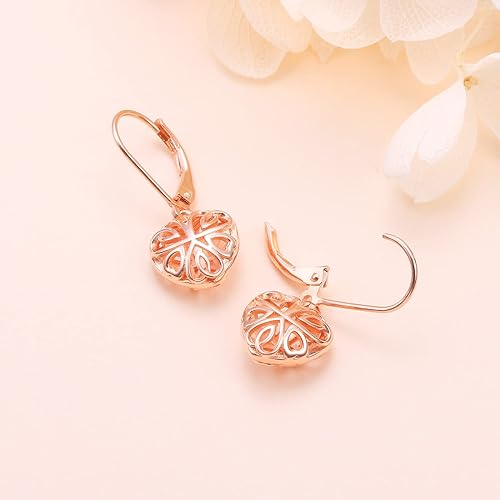 ONE:  Style: Interlocking HEART ROSE GOLD Dangle Earrings 925 Sterling Silver