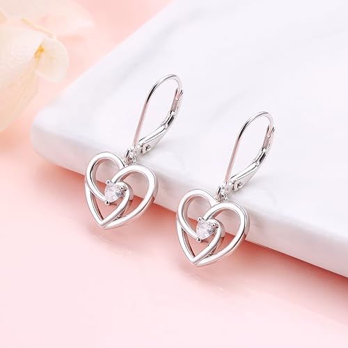 ONE:  Style: Heart QZ Dangle Earrings 925 Sterling Silver