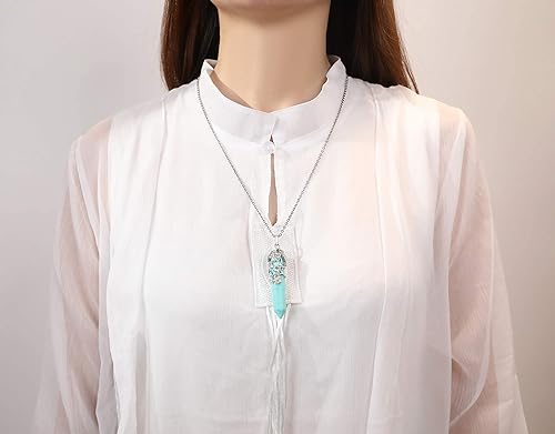 ONE :💎DAINTY FLOWER ROSE Synthetic Green Turquoise  NECKLACE Fine Jewelry 💎