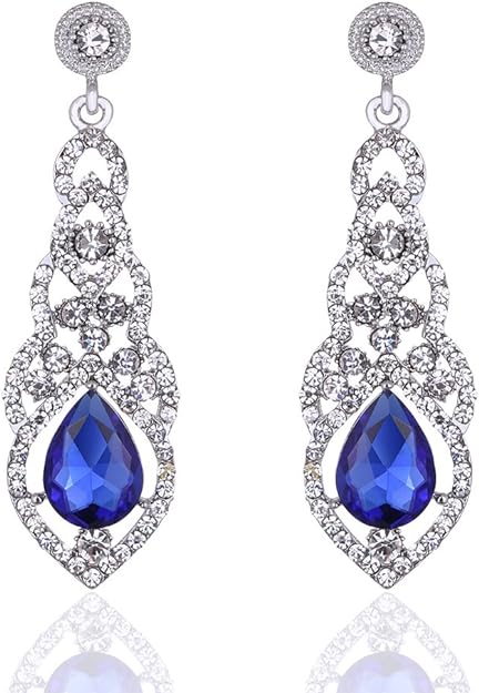 ONE PAIR: Crystal Multi Gold/Silver Rhinestone Chandelier Wedding Bridal Dangle Earrings