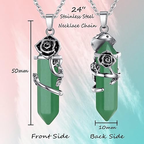 ONE :💎DAINTY FLOWER NATURAL HEALING CRYSTAL: Color: Multi-White Pink Green NECKLACE Fine Jewelry 💎