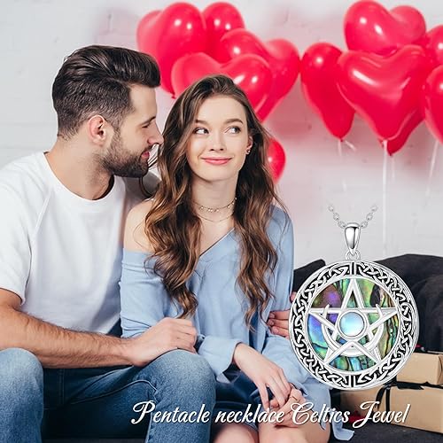 ONE :💎Style: Pentagram Star Amulet Moonstone Pendant Necklace Fine Jewelry 💎