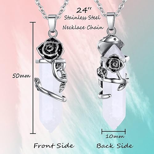 ONE :💎DAINTY FLOWER NATURAL HEALING CRYSTAL: Clear Quartz  NECKLACE Fine Jewelry 💎