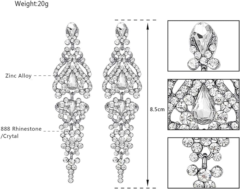 ONE PAIR: Crystal Multi Gold/Silver Rhinestone Chandelier Wedding Bridal Dangle Earrings