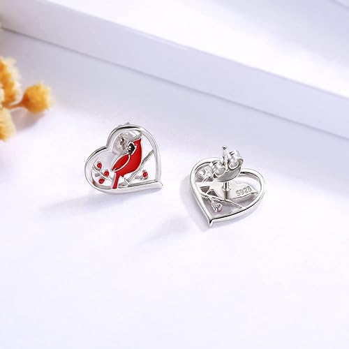 ONE: 925 Sterling Silver Earrings Cardinal Birds