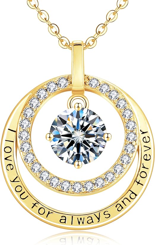 💎 Pendant MOISSANITE DIAMOND Necklace 2CT ROUND GOLD 18K Yellow Gold over 925 Sterling Silver