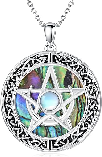 ONE :💎Style: Pentagram Star Amulet Moonstone Pendant Necklace Fine Jewelry 💎