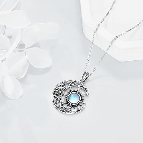 ONE :💎Phoenix/Moon and Sun Moonstone Pendant Necklace Fine Jewelry 💎