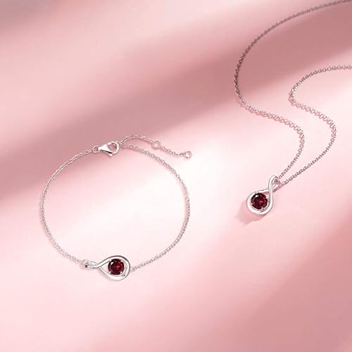 ONE :💎 Birthstone Necklace Gifts For Women, Love Pendant Birthstone Jewelry 16+2 Inch Silver Chain JAN