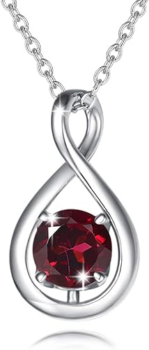 ONE :💎 Birthstone Necklace Gifts For Women, Love Pendant Birthstone Jewelry 16+2 Inch Silver Chain JAN