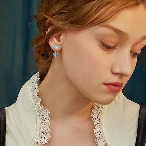 ONE:  Exquisite Star Mermaid Tale  Color: MOONSTONE  Dangle Earrings 925 Sterling Silver