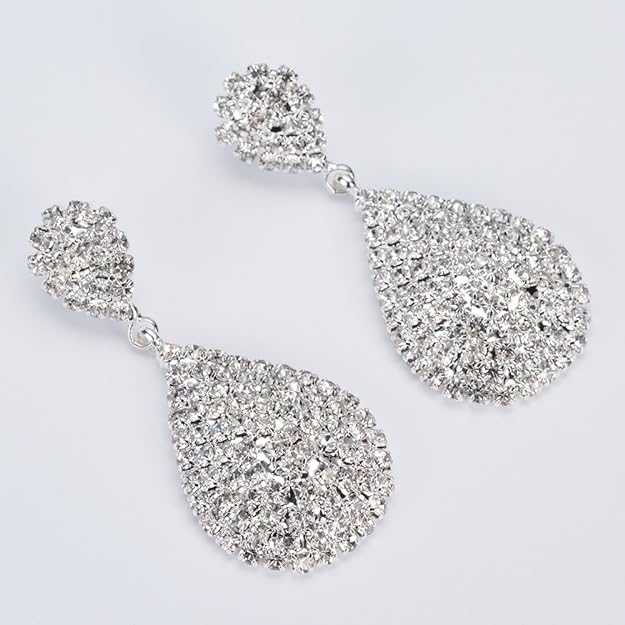 ONE PAIR: Crystal Multi Gold/Silver Rhinestone Chandelier Wedding Bridal Dangle Earrings