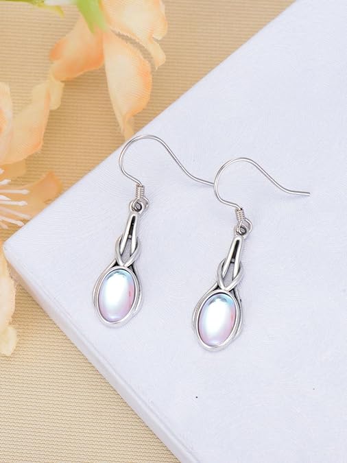 ONE:  Dangle Drop Earrings Color: Moonstone Dangle Earrings 925 Sterling Silver