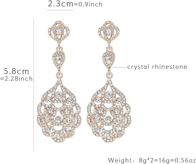 ONE PAIR: Crystal Multi Gold/Silver Rhinestone Chandelier Wedding Bridal Dangle Earrings