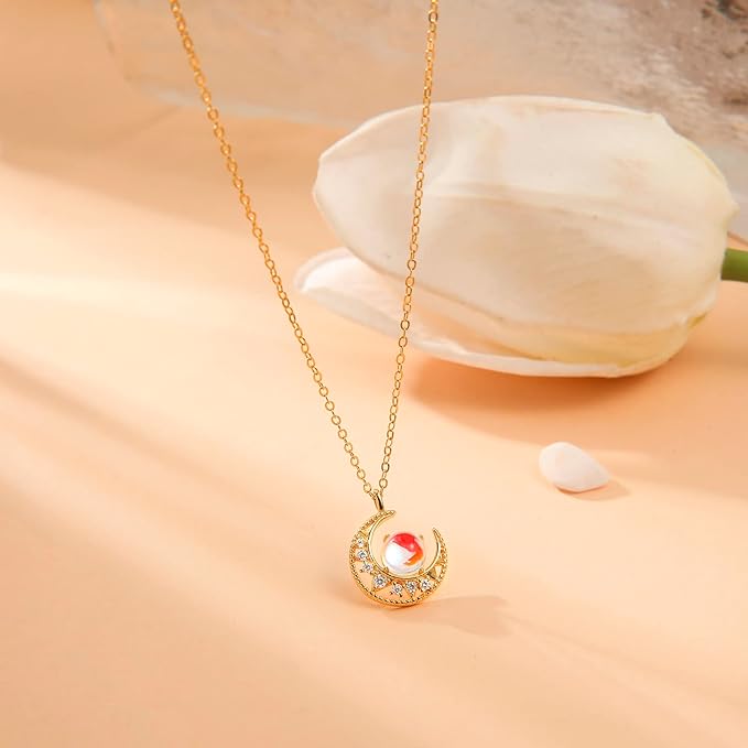 ONE :💎 Moonstone Pendant Necklace   💎18k Gold Plated Color: Champagne Gold