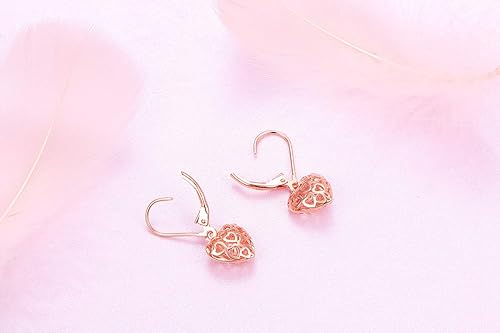 ONE:  Style: HEART DROP ROSE GOLD Dangle Earrings 925 Sterling Silver