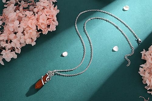 ONE :💎DAINTY FLOWER NATURAL HEALING CRYSTAL: Carnelian  NECKLACE Fine Jewelry 💎