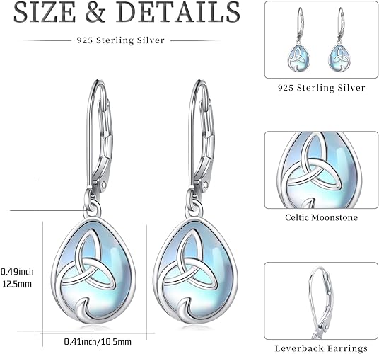 ONE:  Exquisite Earrings Color: Moonstone Dangle Earrings 925 Sterling Silver