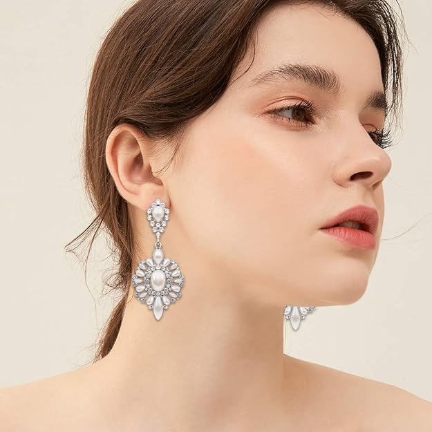 ONE PAIR: Crystal Multi Gold/Silver Rhinestone Chandelier Wedding Bridal Dangle Earrings