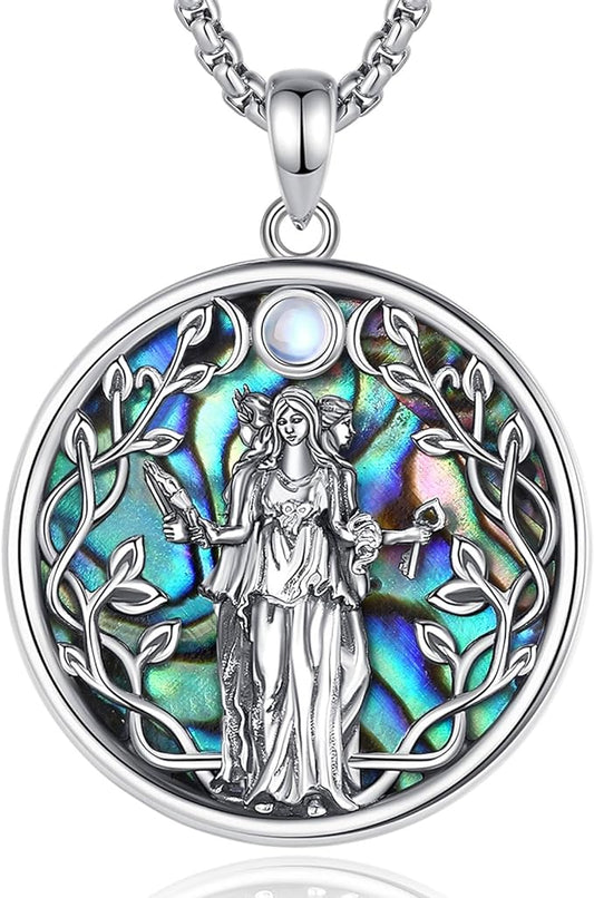 ONE :💎The Triple Moon Goddess Moonstone Symbol Pendant Necklace Fine Jewelry 💎