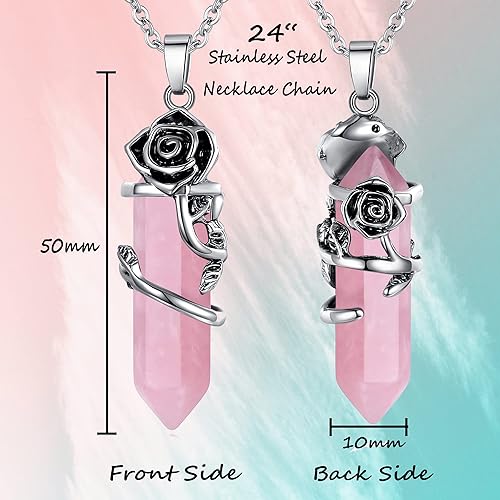 ONE :💎DAINTY FLOWER NATURAL HEALING CRYSTAL: Color: Multi-White Pink Green NECKLACE Fine Jewelry 💎