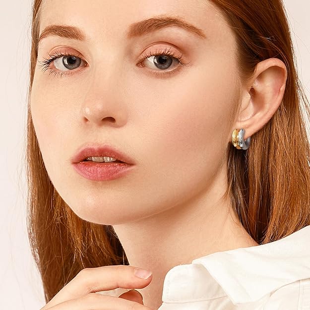 ONE PAIR:   Crystal Stud Multi Gold/Silver  Dangle Earrings