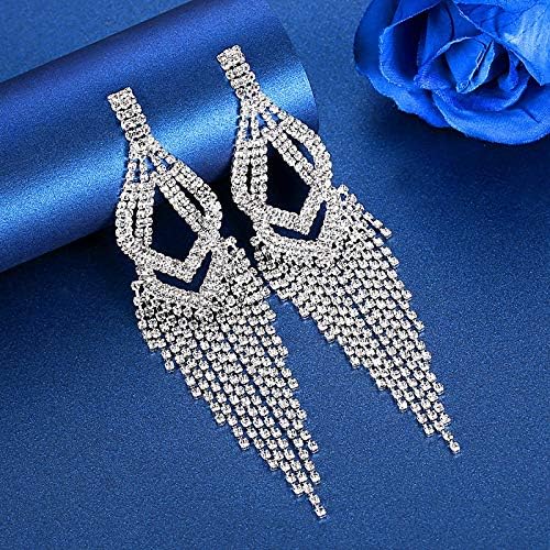 ONE PAIR: Crystal Multi Gold/Silver Rhinestone Chandelier Wedding Bridal Dangle Earrings