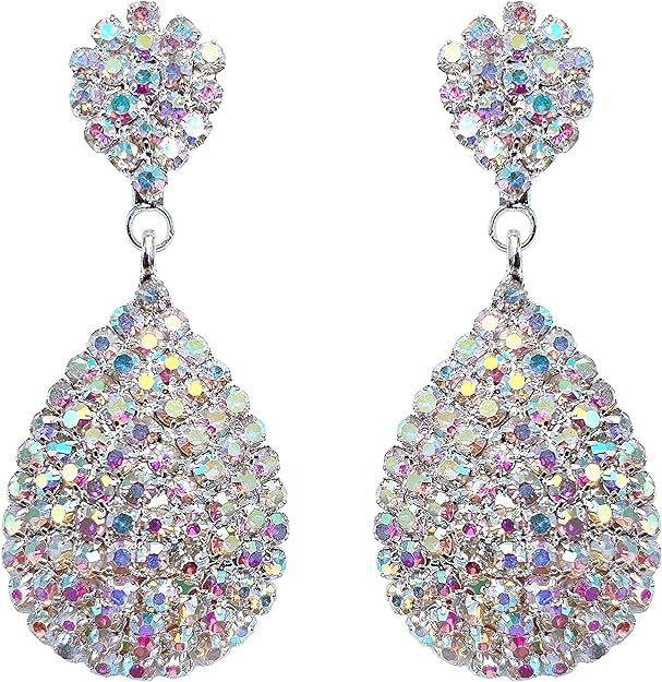 ONE PAIR: Crystal Multi Gold/Silver Rhinestone Chandelier Wedding Bridal Dangle Earrings