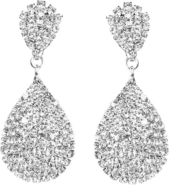 ONE PAIR: Crystal Multi Gold/Silver Rhinestone Chandelier Wedding Bridal Dangle Earrings