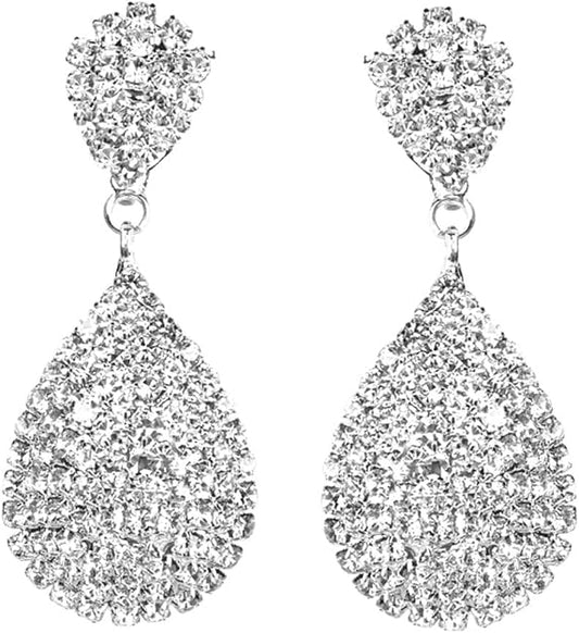 ONE PAIR: Crystal Multi Gold/Silver Rhinestone Chandelier Wedding Bridal Dangle Earrings