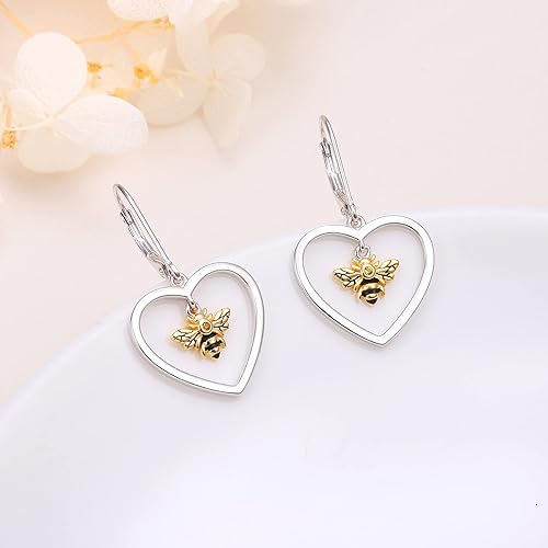 ONE:  Style: Heart Bees Earrings 925 Sterling Silver