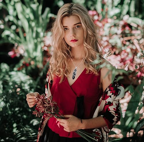 ONE :💎DAINTY FLOWER ROSE Obsidian NECKLACE Fine Jewelry 💎