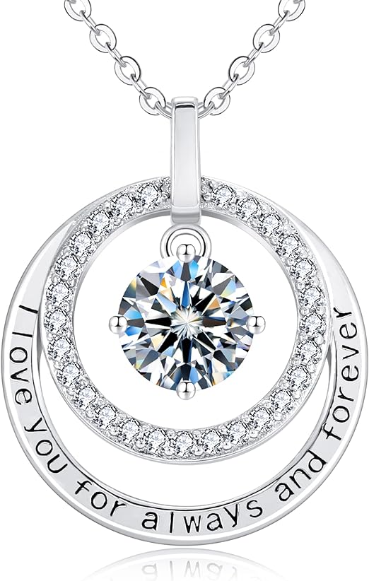 ONE :💎 Pendant MOISSANITE DIAMOND Necklace 2CT ROUND GOLD 18K White Gold over 925 Sterling Silver