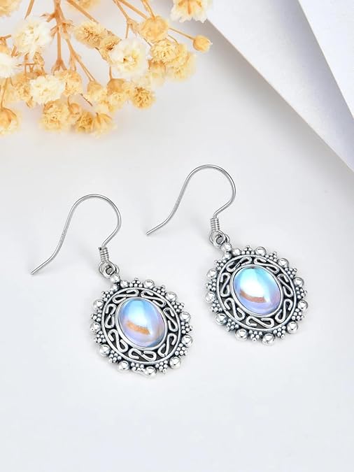 ONE:  Infinity Earrings Color: Moonstone Dangle Earrings 925 Sterling Silver