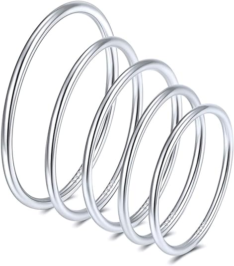 ONE: 925 Sterling Silver High Quality Rings Set of 5 RINGS