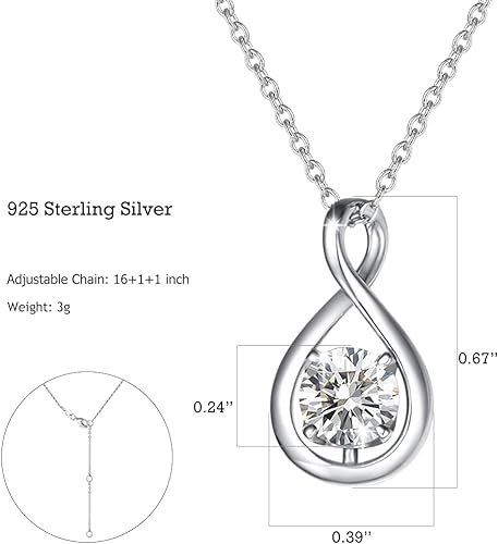 ONE :💎 Birthstone Necklace Gifts For Women, Love Knot Pendant Birthstone Jewelry 18 Inch Silver Chain JAN