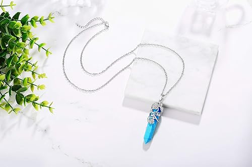 ONE :💎DAINTY FLOWER ROSE Blue Turquoise NECKLACE Fine Jewelry 💎