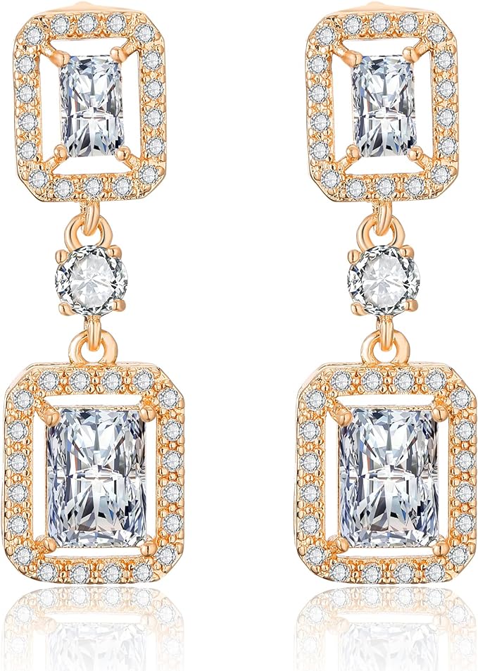 ONE PAIR: Crystal Multi Gold/Silver Rhinestone Chandelier Wedding Bridal Dangle Earrings