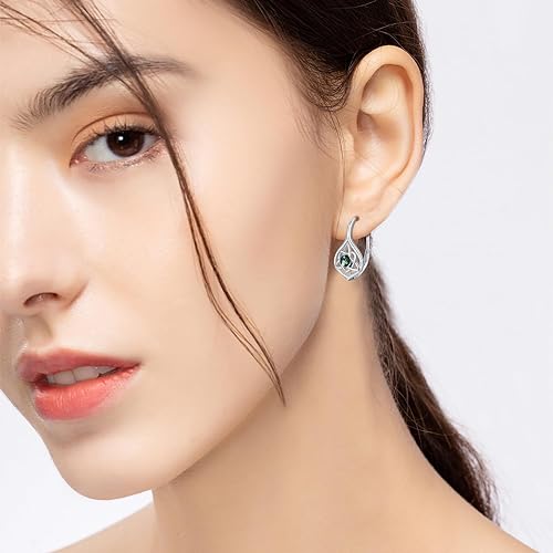 ONE:  Exquisite MOSS AGATE Earrings Color:  Dangle Earrings 925 Sterling Silver