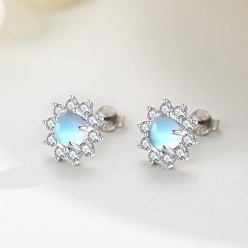 ONE: Exquisite Color: MOONSTONE Dangle Earrings 925 Sterling Silver