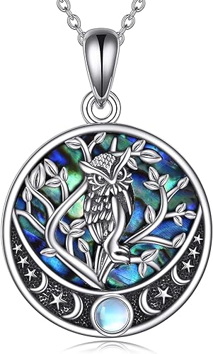 ONE :💎Owl Moon Pendant Necklace Fine Jewelry 💎