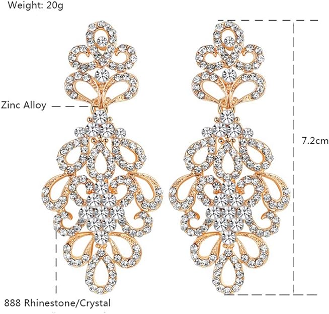 ONE PAIR: Crystal Multi Gold/Silver Rhinestone Chandelier Wedding Bridal Dangle Earrings