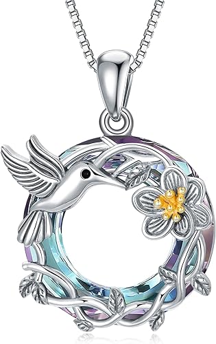 ONE :💎Hummingbirds Flower Pendant Necklace Fine Jewelry 💎