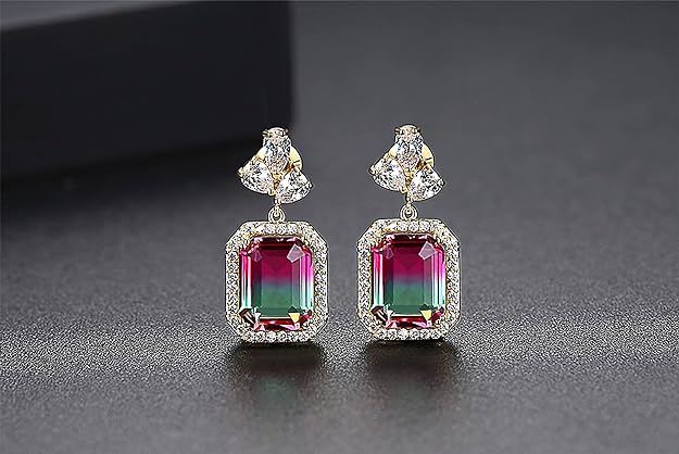 ONE PAIR: Crystal Multi Gold/Silver Rhinestone Chandelier Wedding Bridal Dangle Earrings